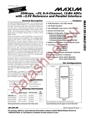 MAX1291ACEI+T datasheet  